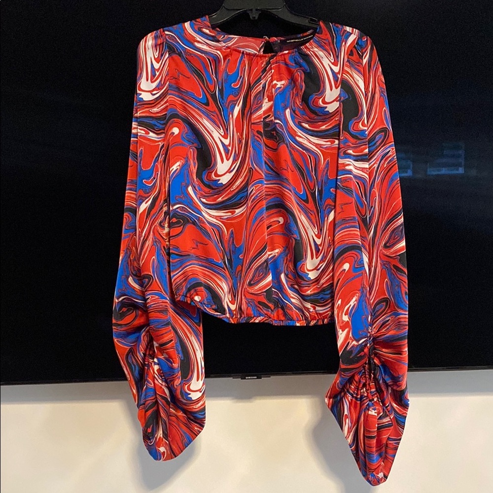 Elegant Vibrant Red Swirl Women's Top By Gabrielle Union